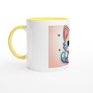 White 11oz Ceramic Mug with Color Inside Ceramic Yellow