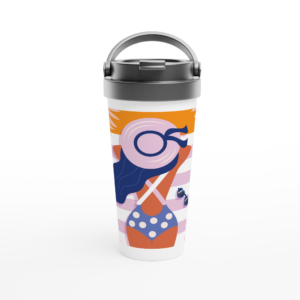 White 15oz Stainless Steel Travel Mug